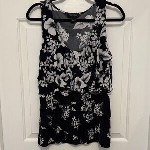 White House Black Market Monochrome Floral Top
